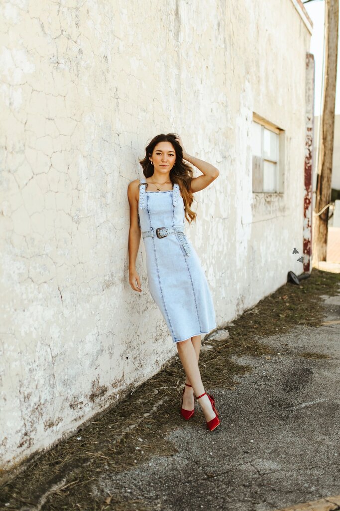 Buckle Up Blues Dress