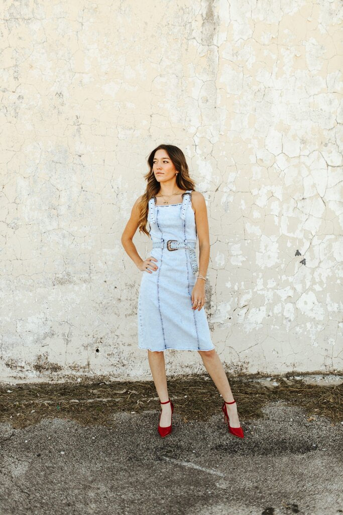 Buckle Up Blues Dress